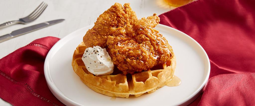 Hot Chicken & Waffles with Salted Honey Whipped Cream